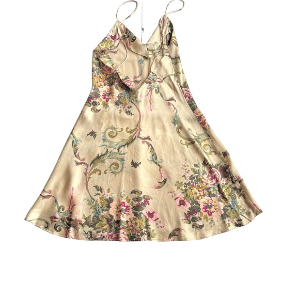 VINTAGE VICTORIA'S SECRET GOLD LABEL FLORAL SILK SLIP MINI DRESS WOMEN SIZE XSP - Picture 10 of 15